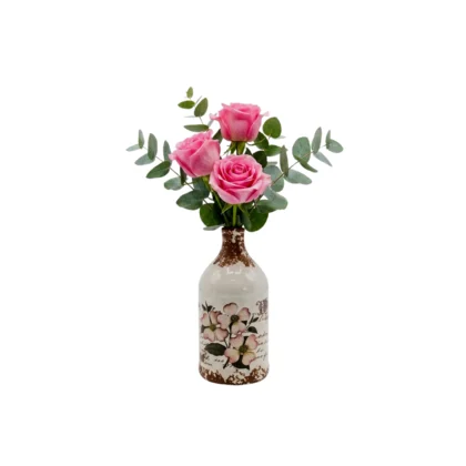 Mini Ceramic Flower Vase with Roses